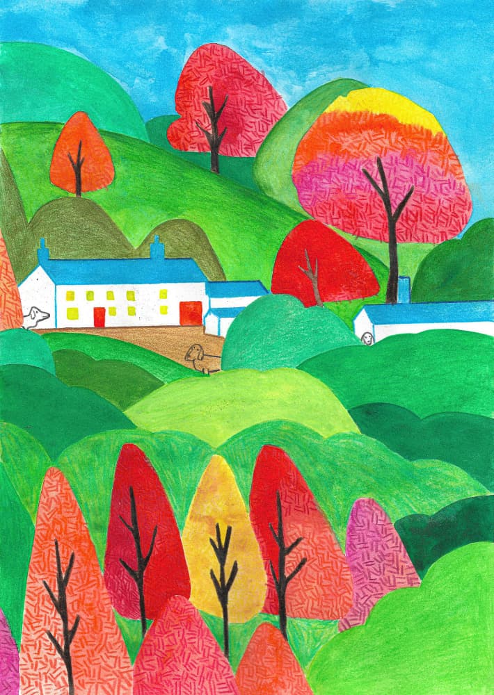Vibrant Fall Village by Zhigang Zhang — canvas wall art