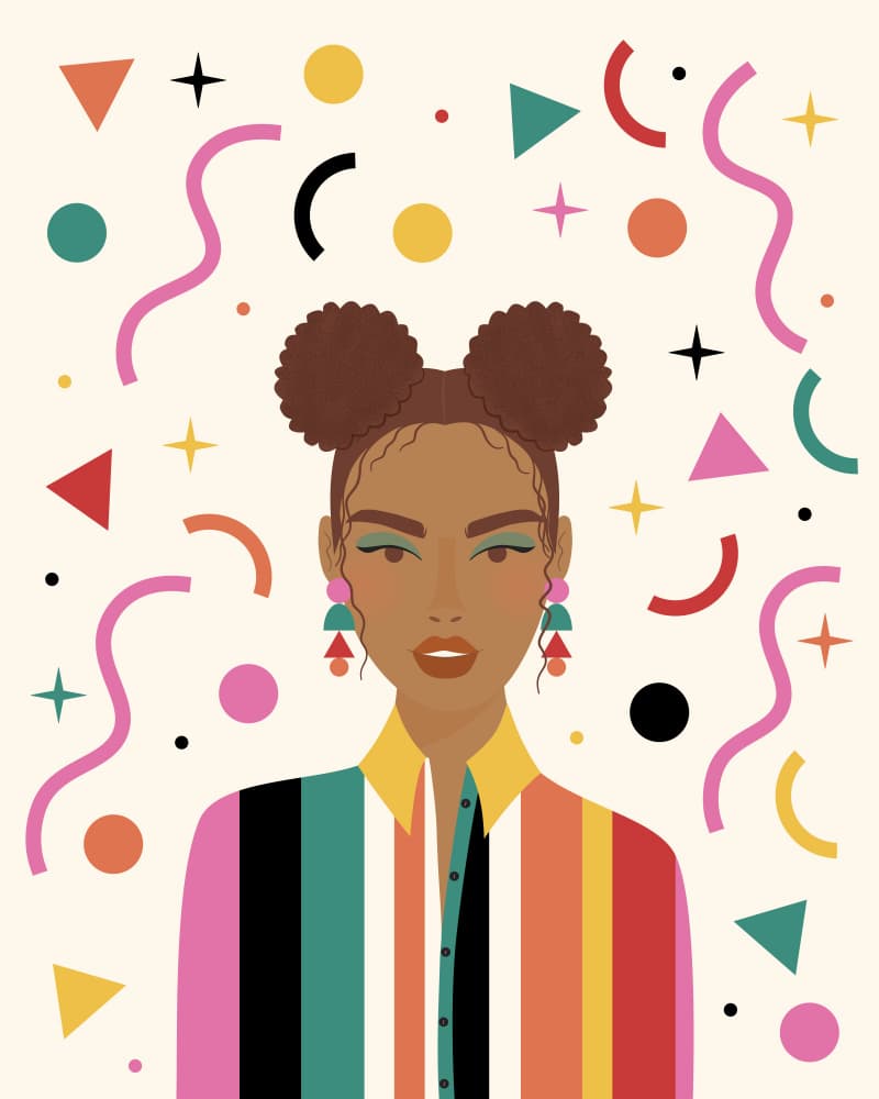 Vibrant Retro Portrait by Artprink — canvas wall art
