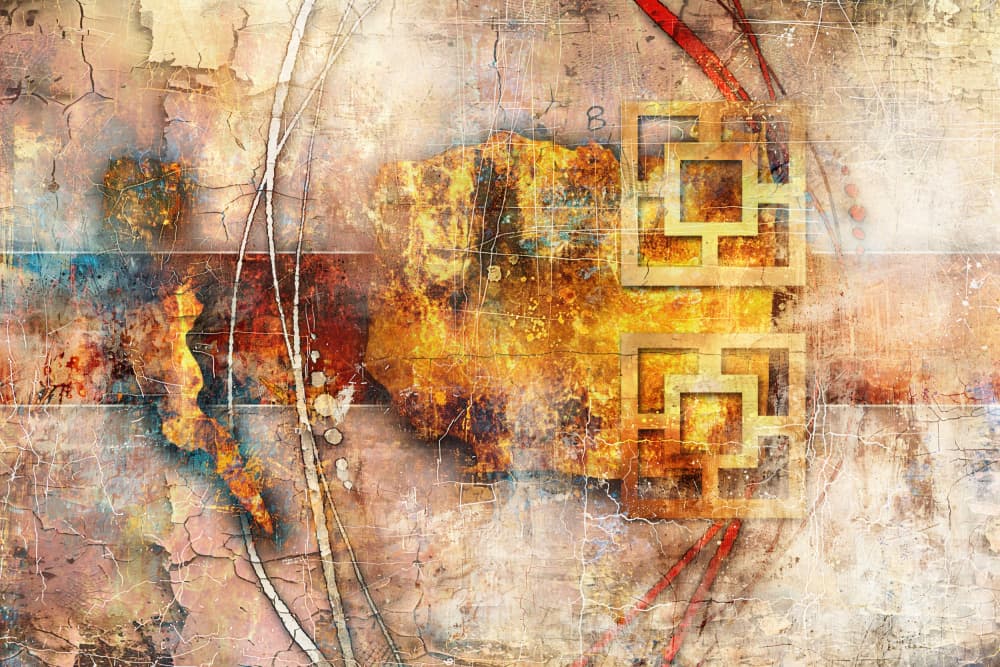 Aged Golden Geometry by Rafal Kulik — canvas wall art