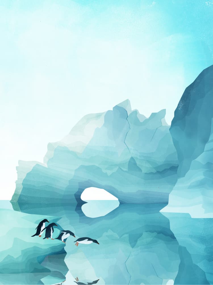 Penguins By Day by Goed Blauw — canvas wall art
