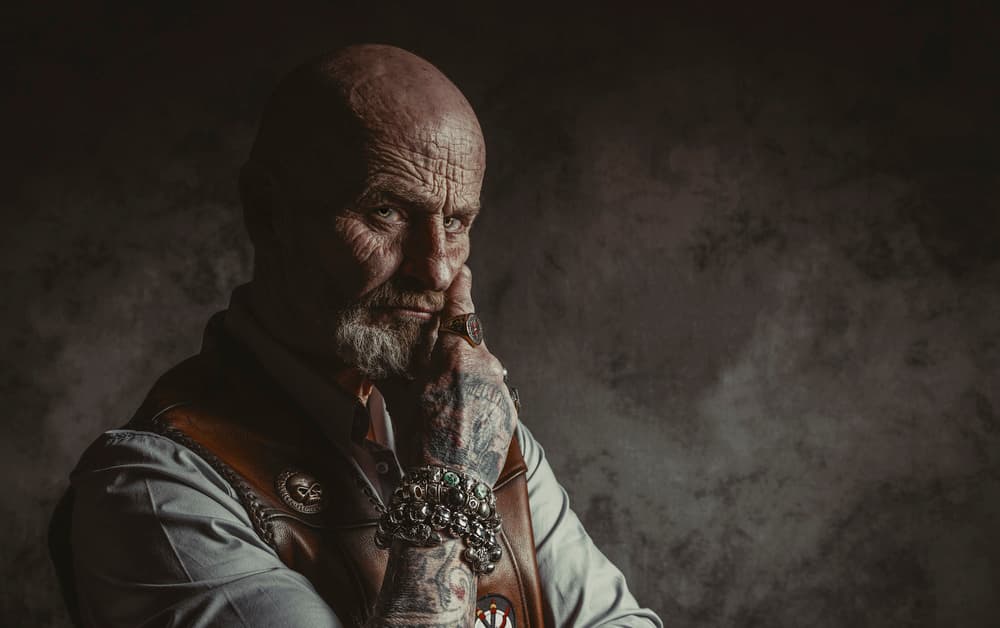 Thoughtful Biker Character by gNo — canvas wall art