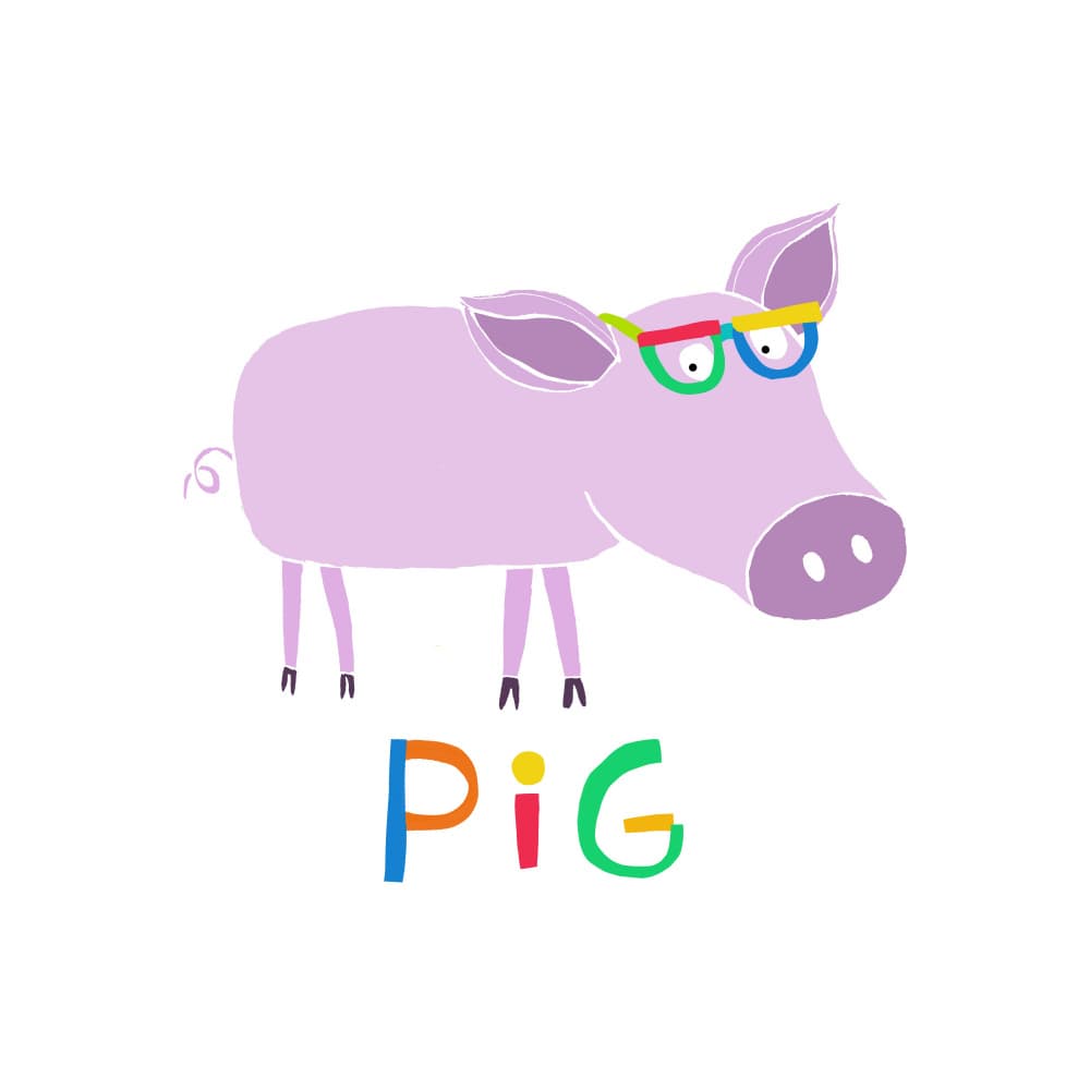 Whimsical Pig Character by Carla Daly — canvas wall art