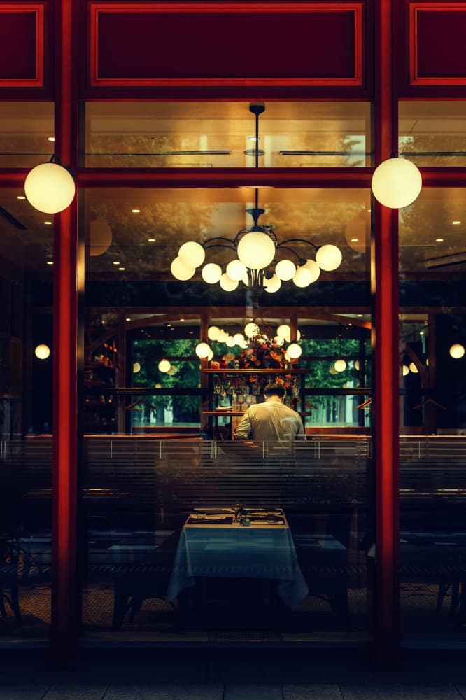 Warm Cafe Window Glow by Yuzo Fujii — canvas wall art