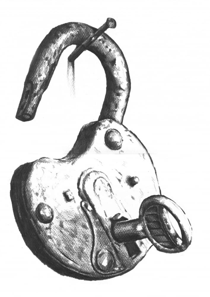 Vintage Padlock And Key by Kulik — canvas wall art