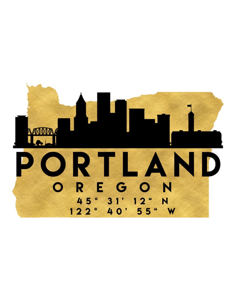 Portland Oregon Skyline Map by Emiliano Deificus — canvas wall art