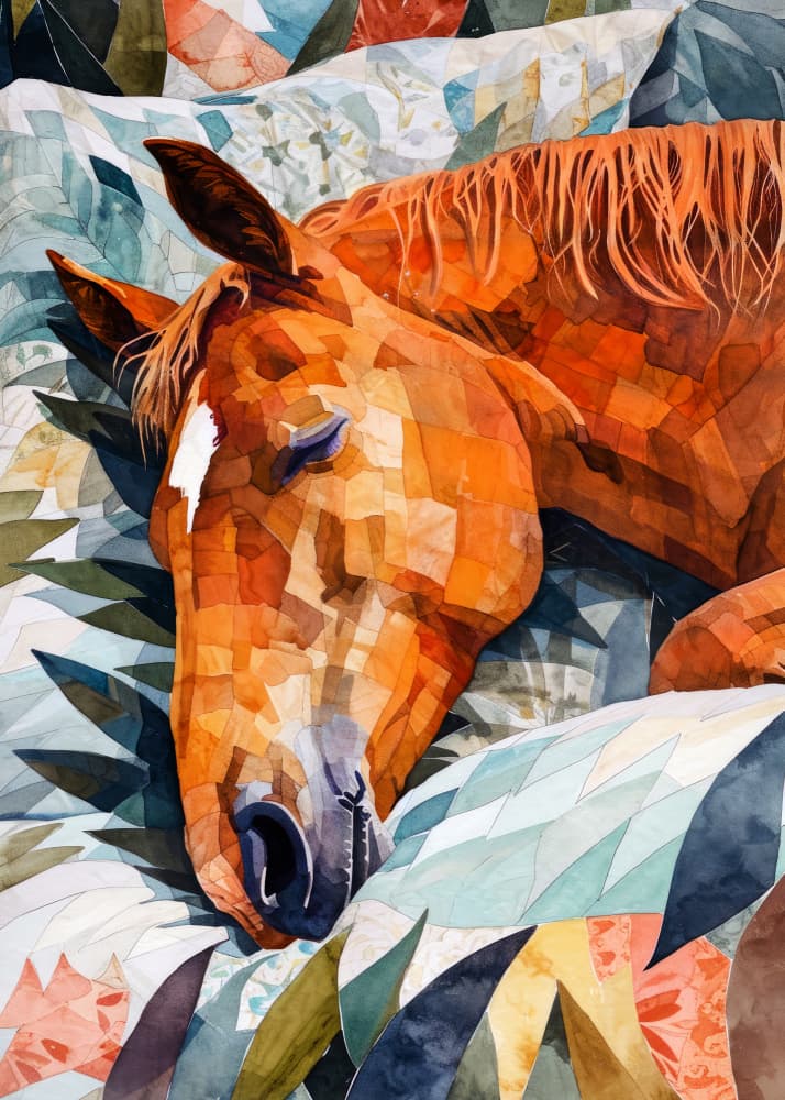 Peaceful Quilted Horse by Justyna Jaszke — canvas wall art