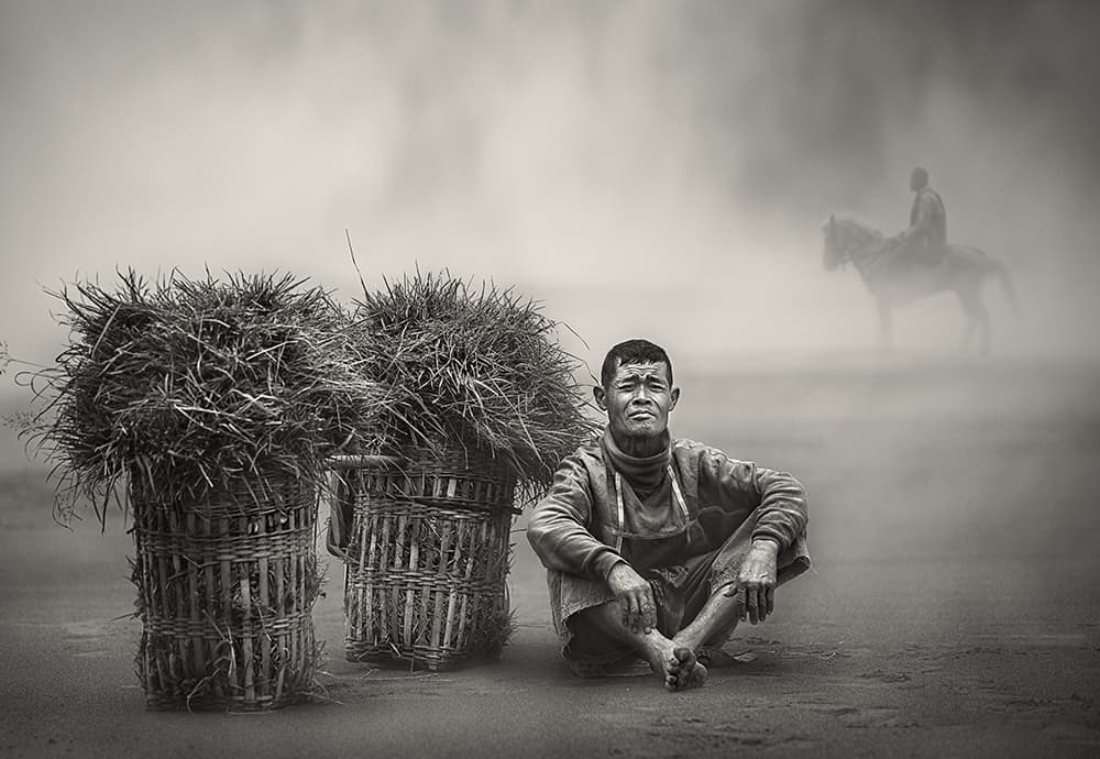 Resting Man in Fog by Sebastian Kisworo — canvas wall art