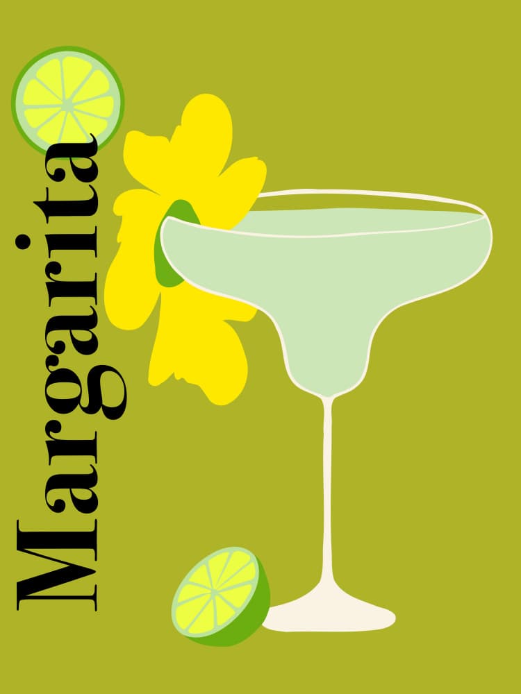 Tropical Margarita Cocktail by Miho Art Studio — canvas wall art