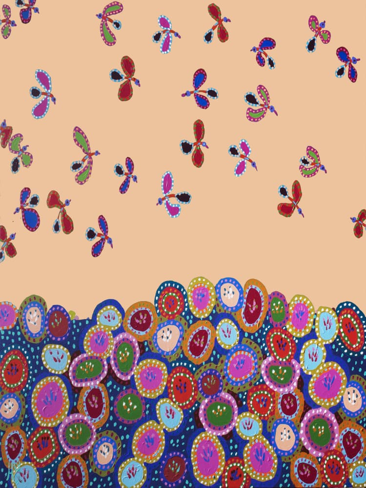 Colorful Bugs And Blooms by Helen Joynson — canvas wall art