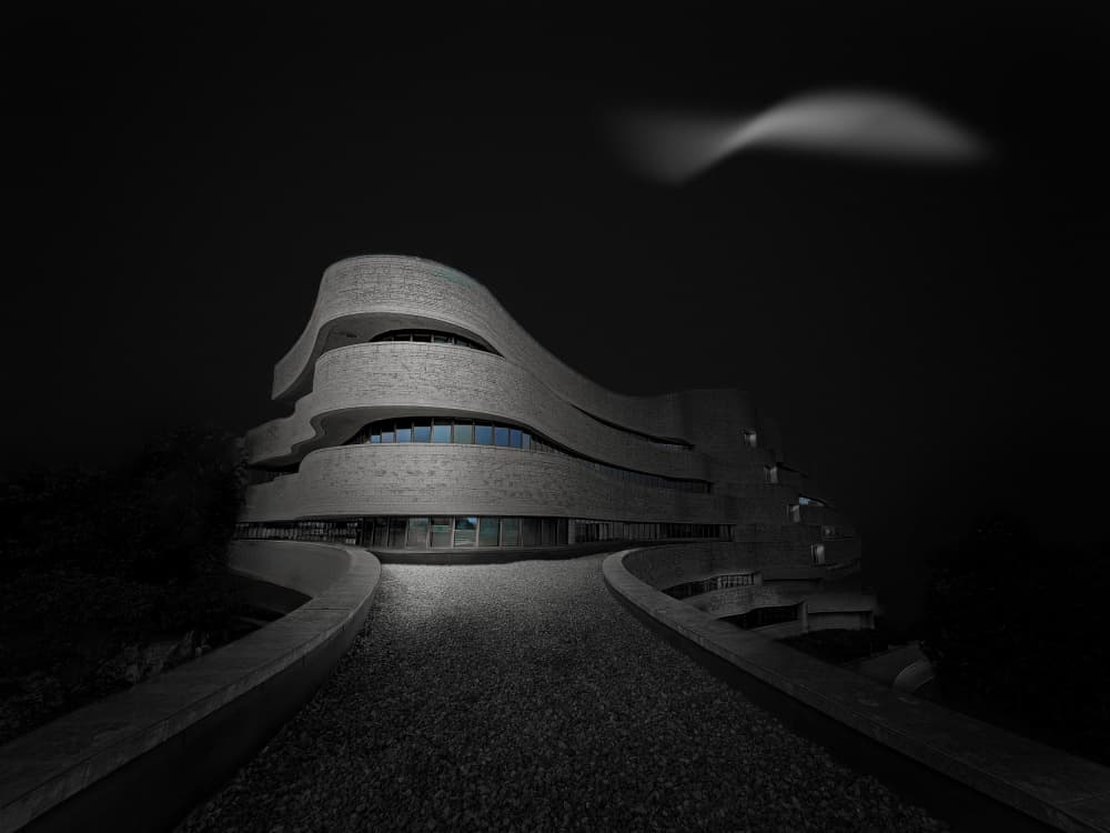 Dark Modern Architecture by Molly Fu APA — canvas wall art