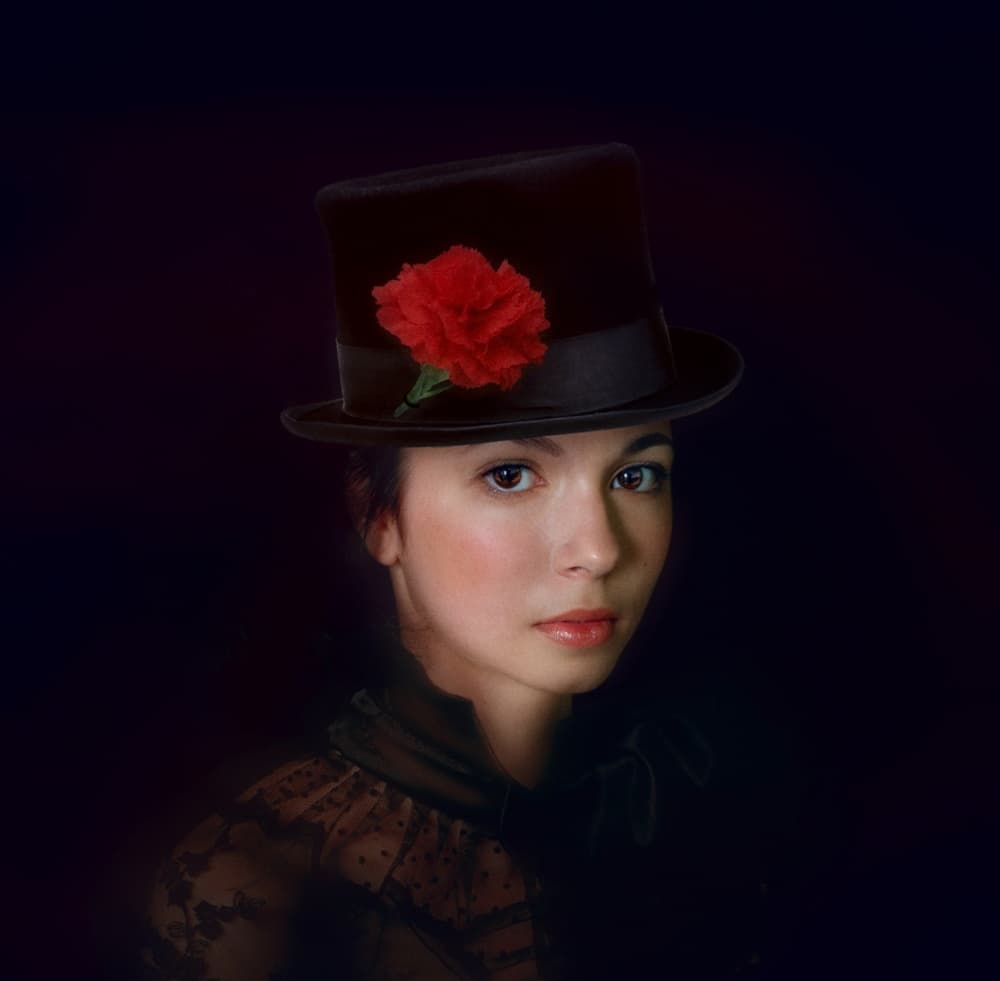Mysterious Red Flower Hat by Svetlana Melik-Nubarova — canvas wall art