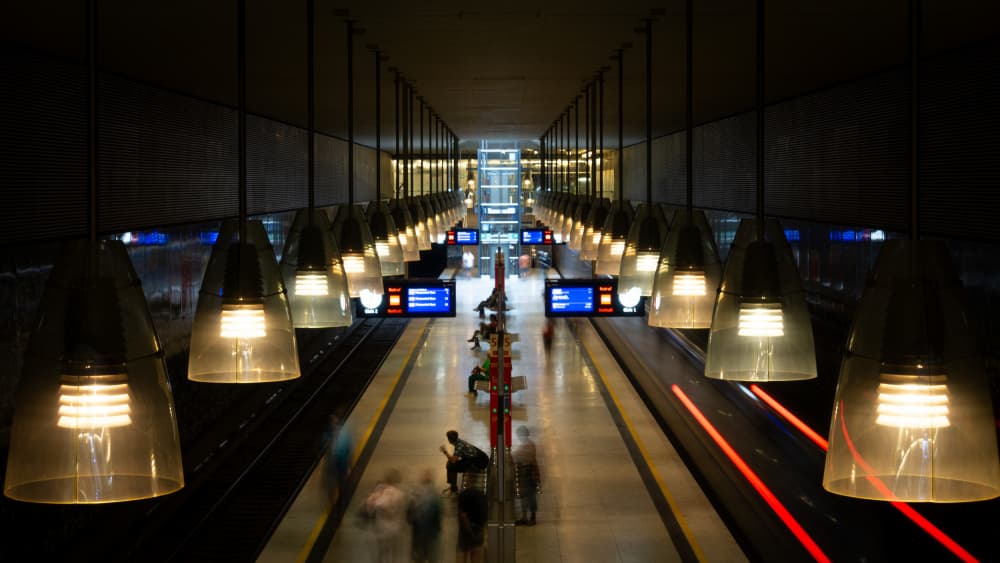 Modern Metro Light Trails by Andy Dauer — canvas wall art