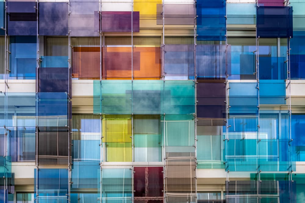 Colorful Glass Facade by Franco Tessarolo — canvas wall art