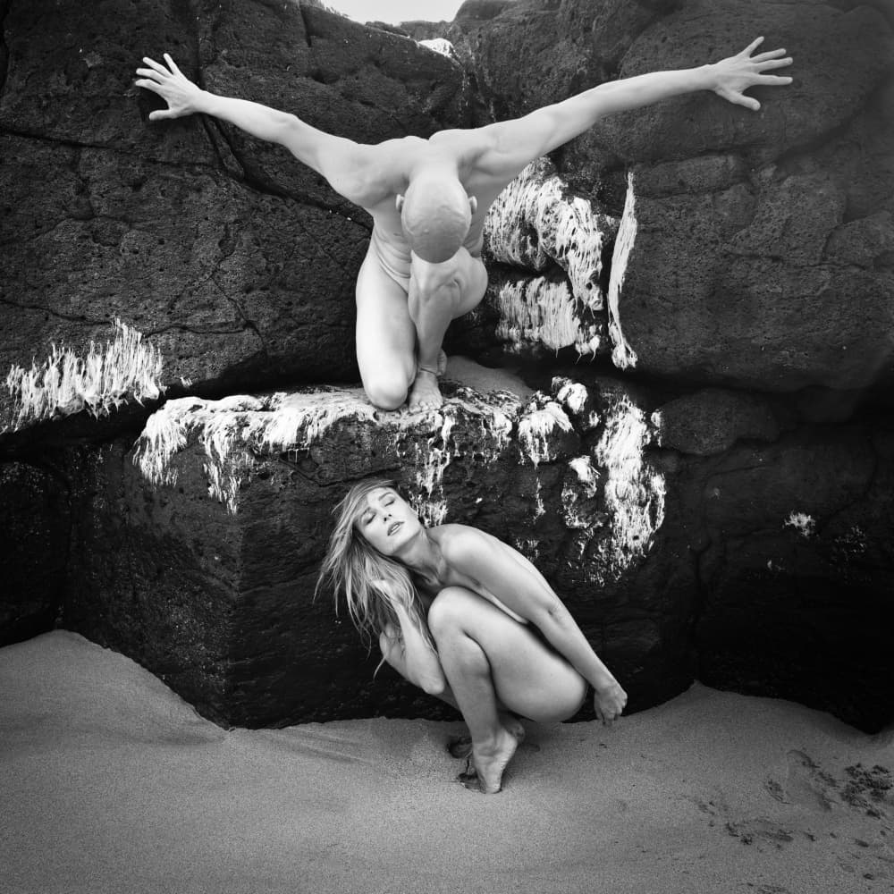 Human Forms on Rocks by Mel Brackstone — canvas wall art