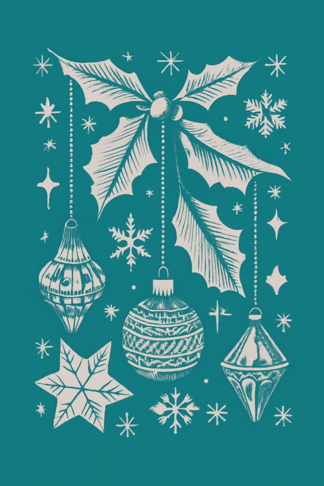 Vintage Christmas Ornaments by casa cartissi — canvas wall art