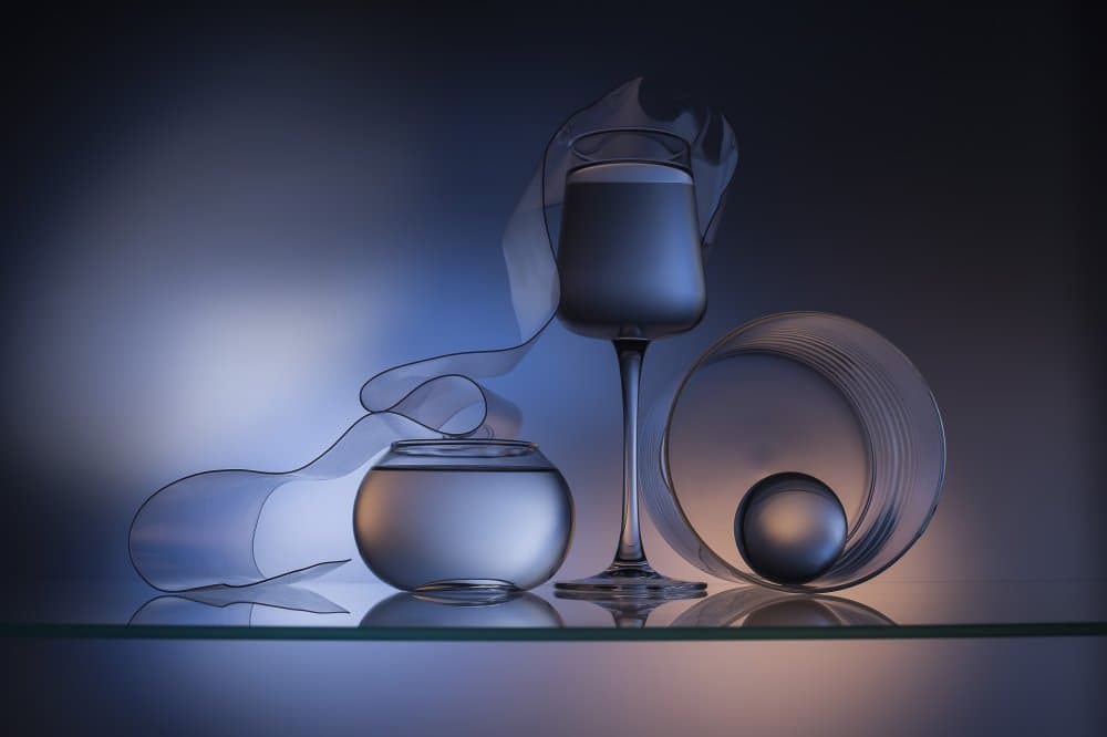 Blue Glass Still Life by Evgeniy Popov — canvas wall art