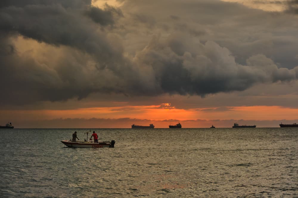 Dramatic Ocean Sunset by Avital Hershkovitz — canvas wall art