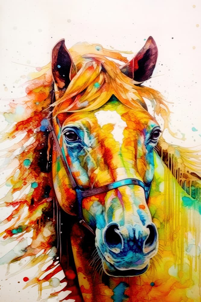 Colorful Equine Splash by Justyna Jaszke — canvas wall art