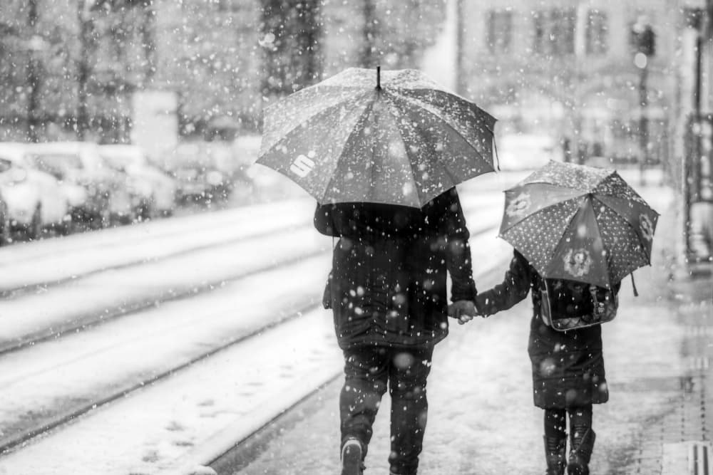 Snowy Day Umbrellas by Eiji Yamamoto — canvas wall art