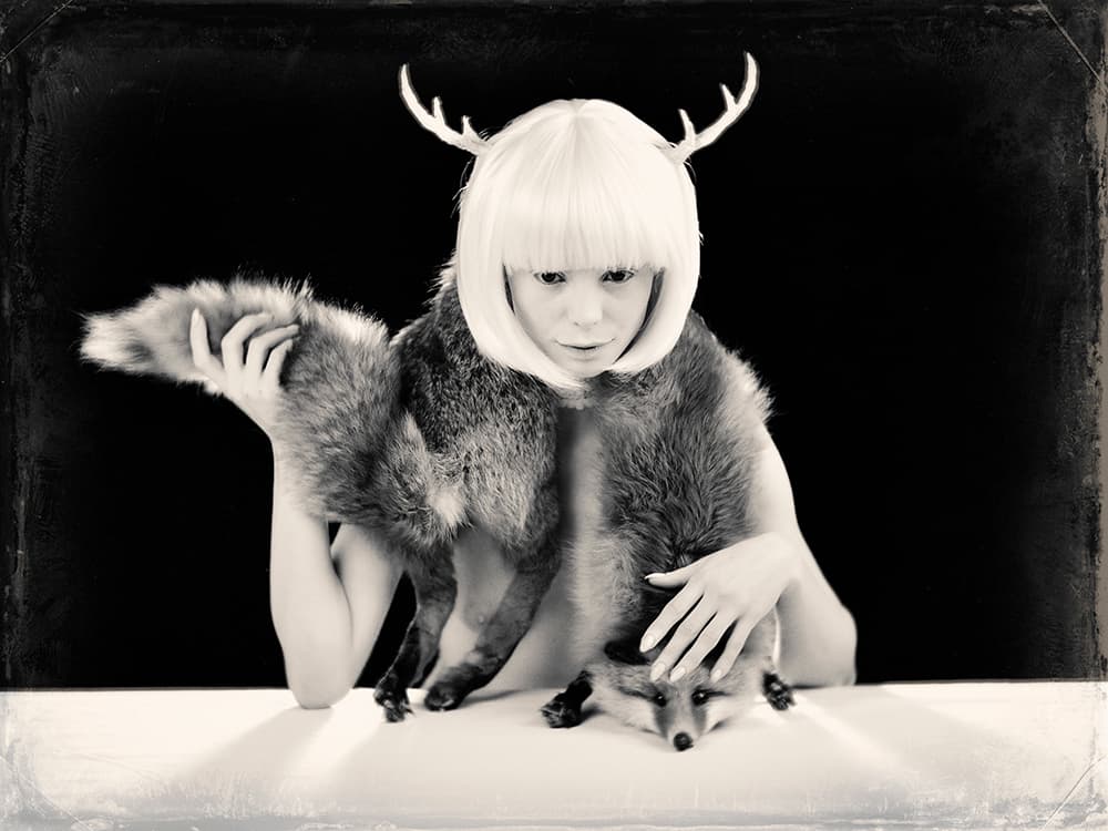 Surreal Fox Woman by Alexandra Fira — canvas wall art