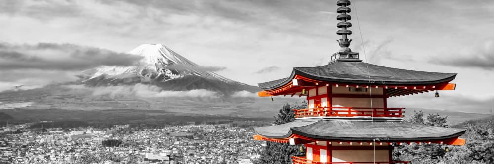 Japanese Pagoda Mount Fuji by Melanie Viola — canvas wall art