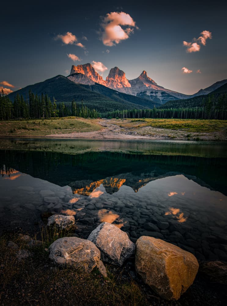 Golden Mountain Reflections by Bing Li — canvas wall art