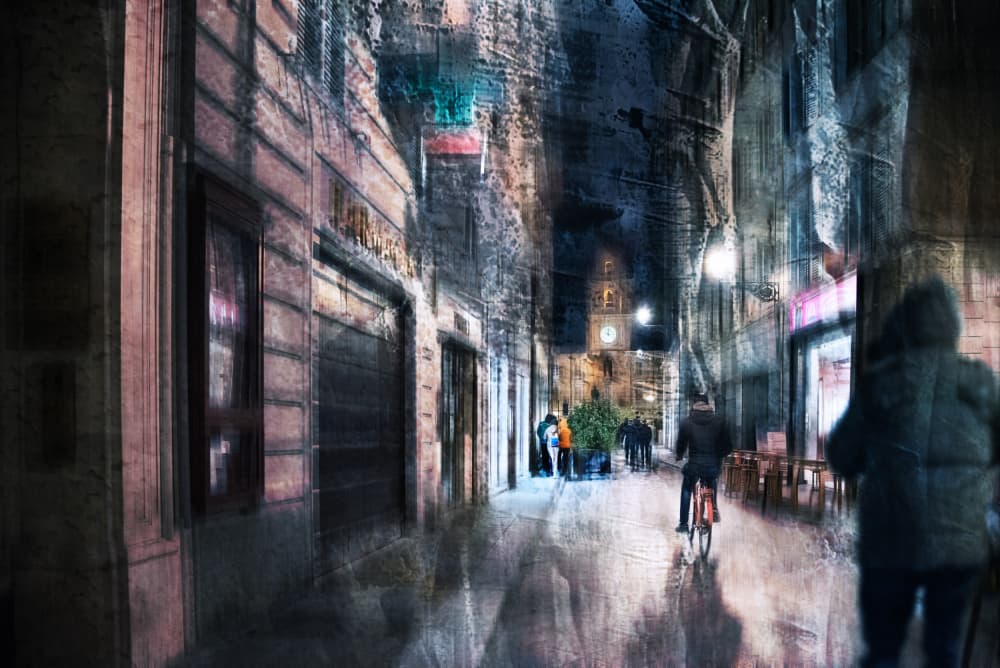 Night City Reflections by Nicodemo Quaglia — canvas wall art