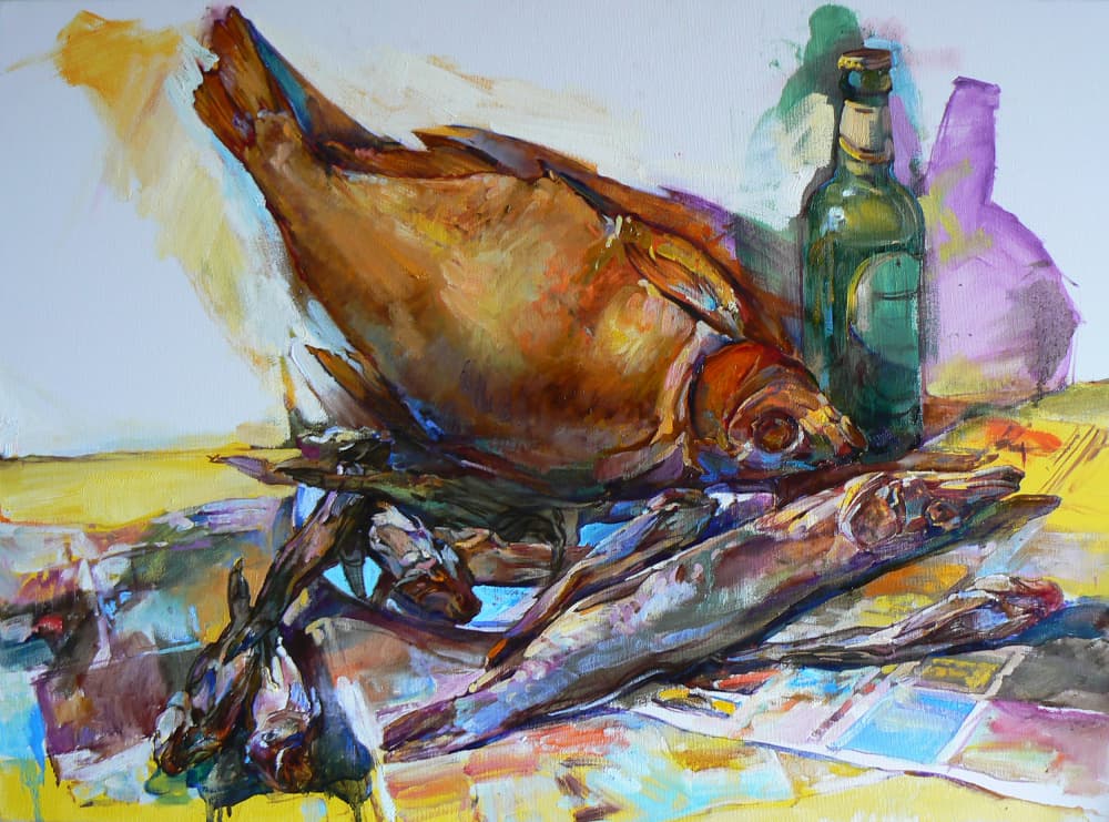 Colorful Fish Still Life by Andrii Kutsachenko — canvas wall art