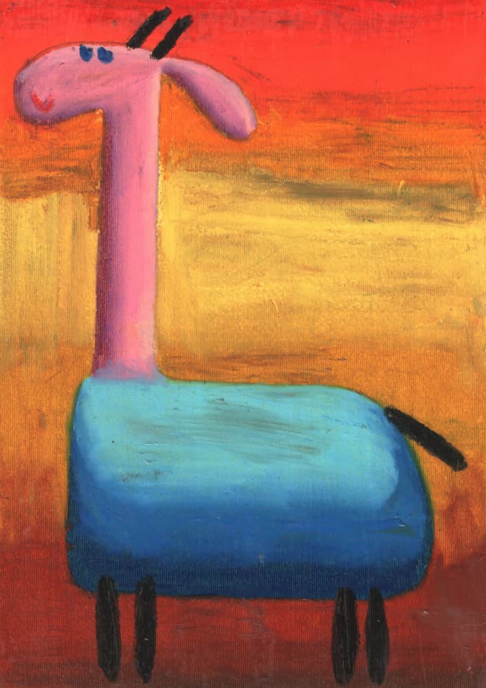 Playful Pink Giraffe by Kulik — canvas wall art