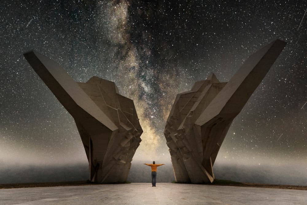 Cosmic Monument Night by Bez Dan — canvas wall art