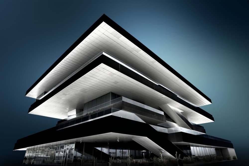 Angular Modern Building by Erhard Batzdorf — canvas wall art