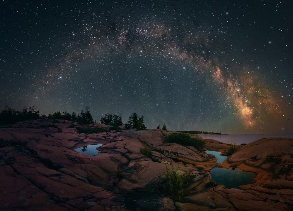 Milky Way Rocky Shore by Ben.C.L — canvas wall art