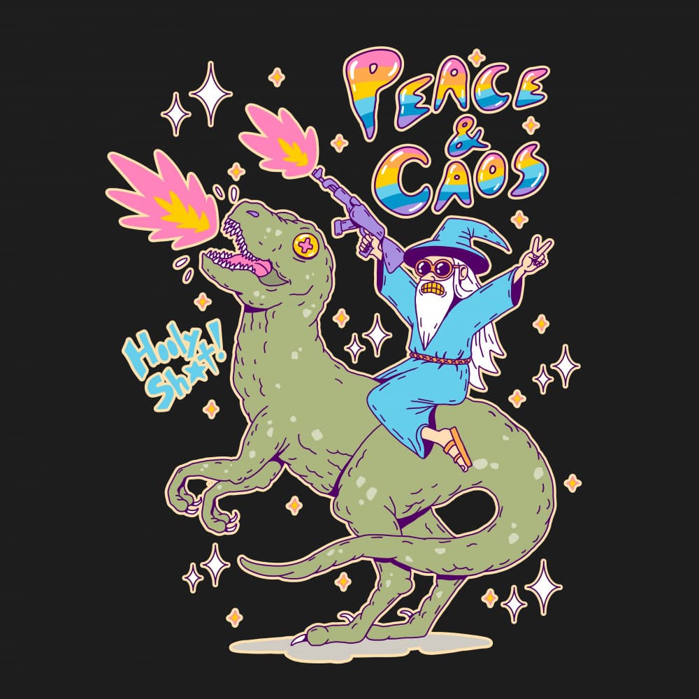 Chaotic Wizard Dinosaur by Tiago Leitao — canvas wall art