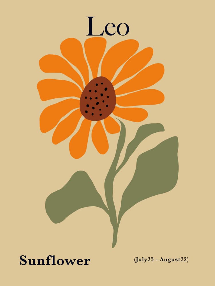 Leo Sunflower Bloom by Miho Art Studio — canvas wall art