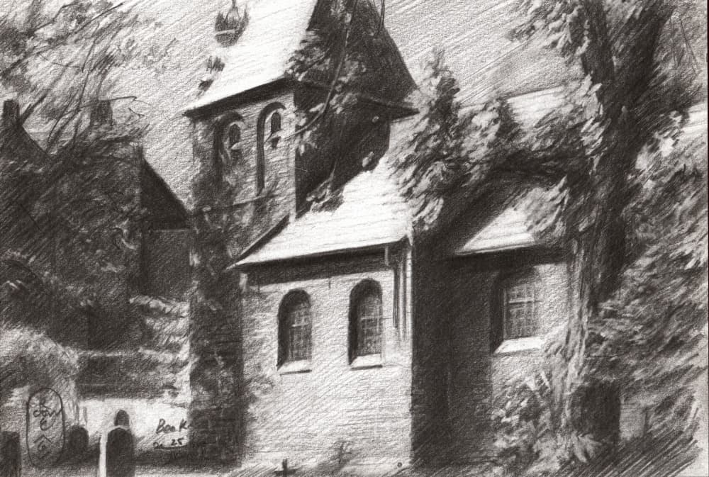Solitary Figure Churchyard by Corné Akkers — canvas wall art