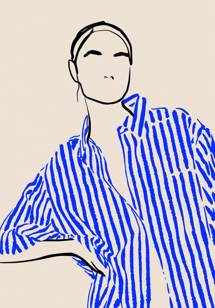 Chic Striped Portrait by Greywork.Studio | Eirini Gerakidou — canvas wall art
