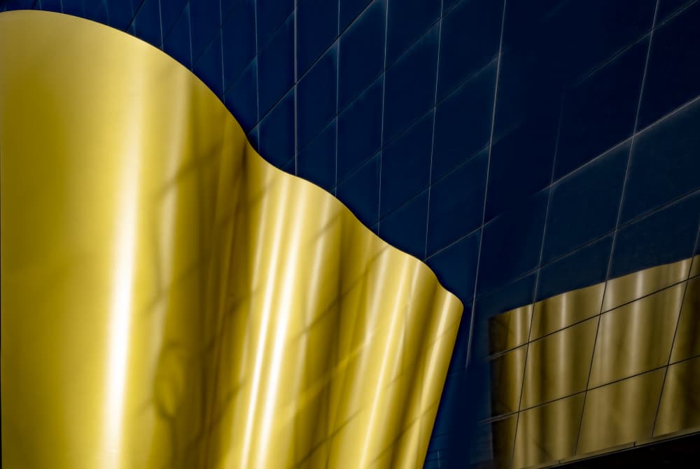 Golden Blue Abstraction by Linda Wride — canvas wall art