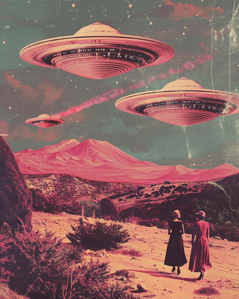 Desert UFO Encounter by Samantha Hearn — canvas wall art