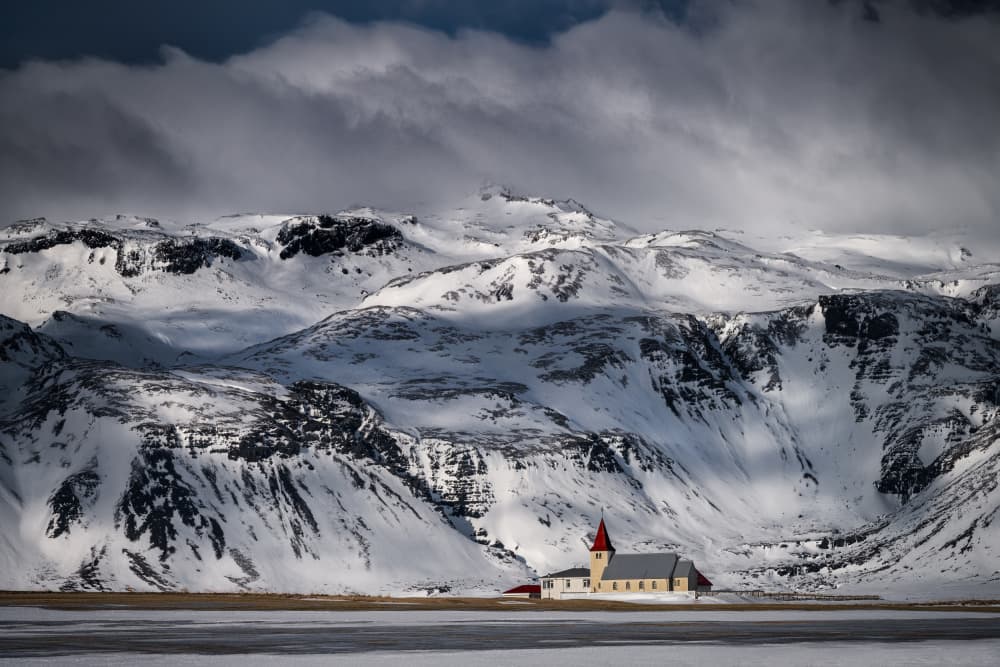 Winter Church Mountains by Adam Pachula — canvas wall art