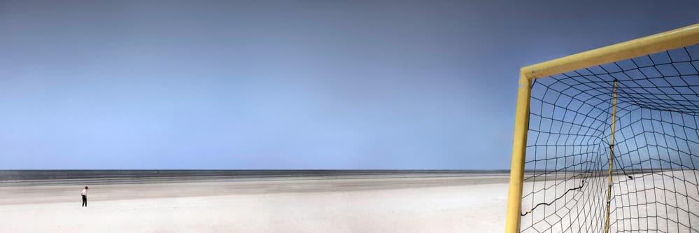Lone Goal On Beach by Gilbert Claes — canvas wall art