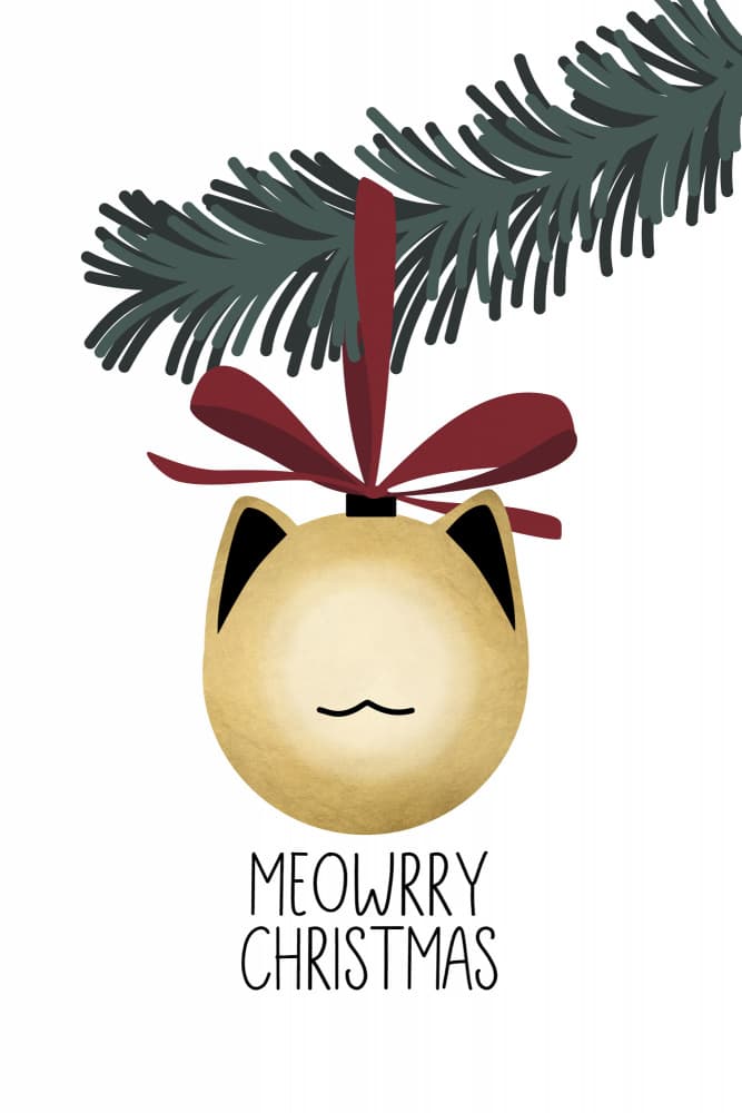 Meowrry Christmas Cat by Rosana Laiz Blursbyai — canvas wall art