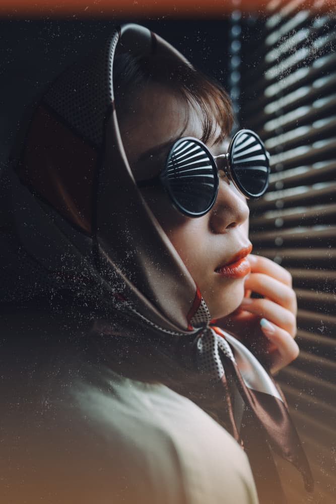 Stylish Gaze Through Blinds by h112o1 — canvas wall art
