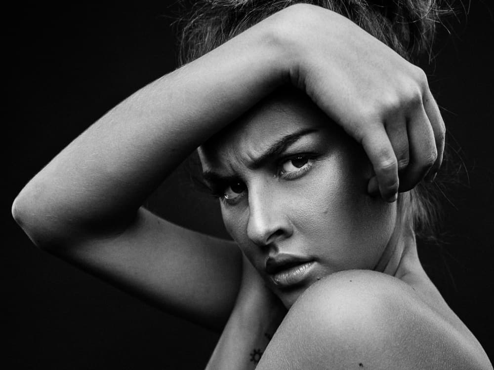Intense Portrait Gaze by Martin Krystynek MQEP — canvas wall art