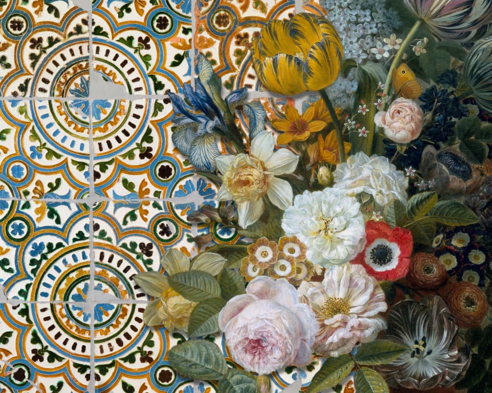 Ornate Floral Still Life by Marja van den Hurk — canvas wall art