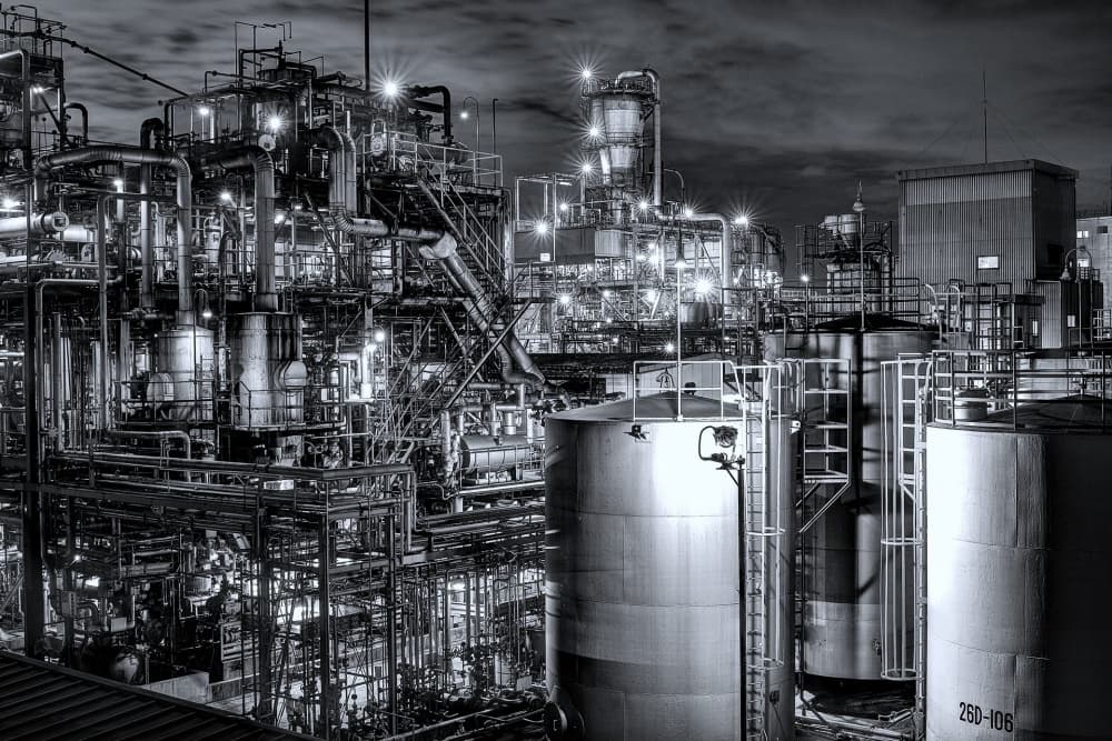 Industrial Night Lights by Tomoshi Hara — canvas wall art