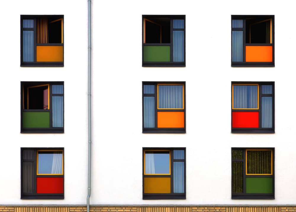 Colorful Building Windows by Hans-Wolfgang Hawerkamp — canvas wall art