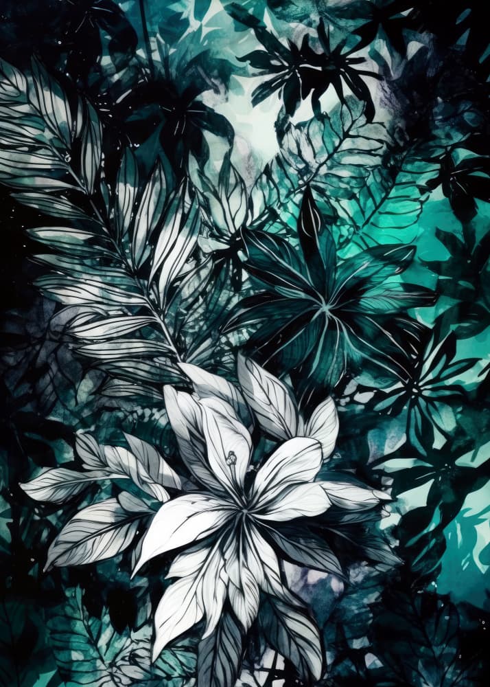 Dark Tropical Bloom by Justyna Jaszke — canvas wall art
