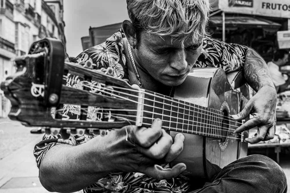 Focused Street Musician by PacodlaCorte — canvas wall art
