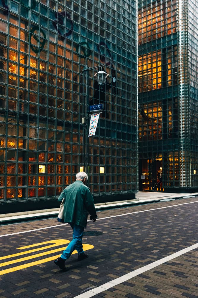 City Stroll Glass Walls by Kenta Tamura — canvas wall art