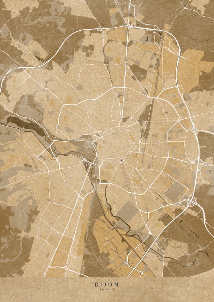 Dijon France Map by Rosana Laiz Blursbyai — canvas wall art
